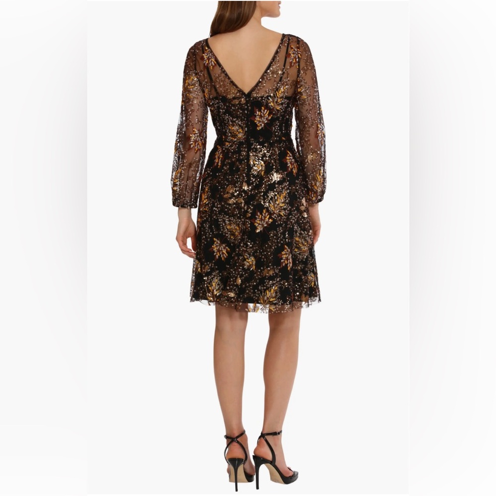 Maggy London Floral Sequin A-Line Dress Sz 12 - Picture 2 of 7